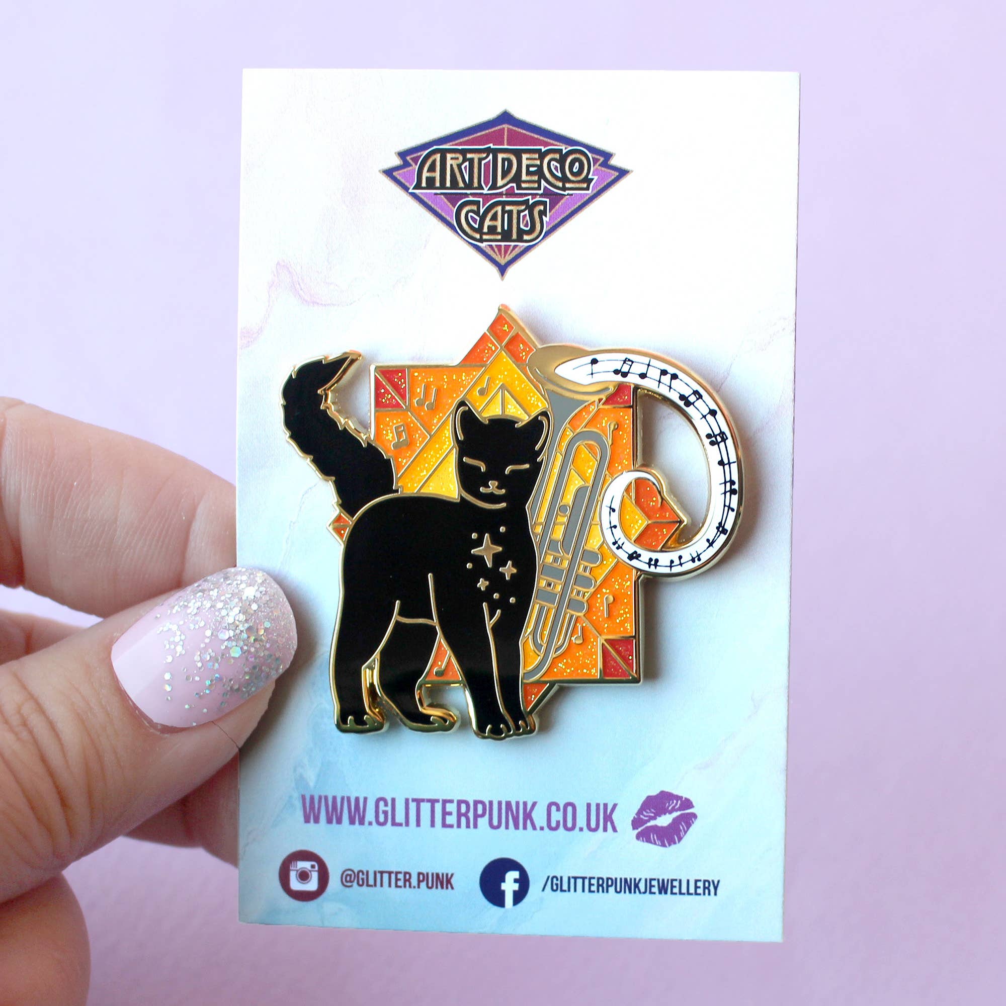Glitter Punk - Music Cat Enamel Pin