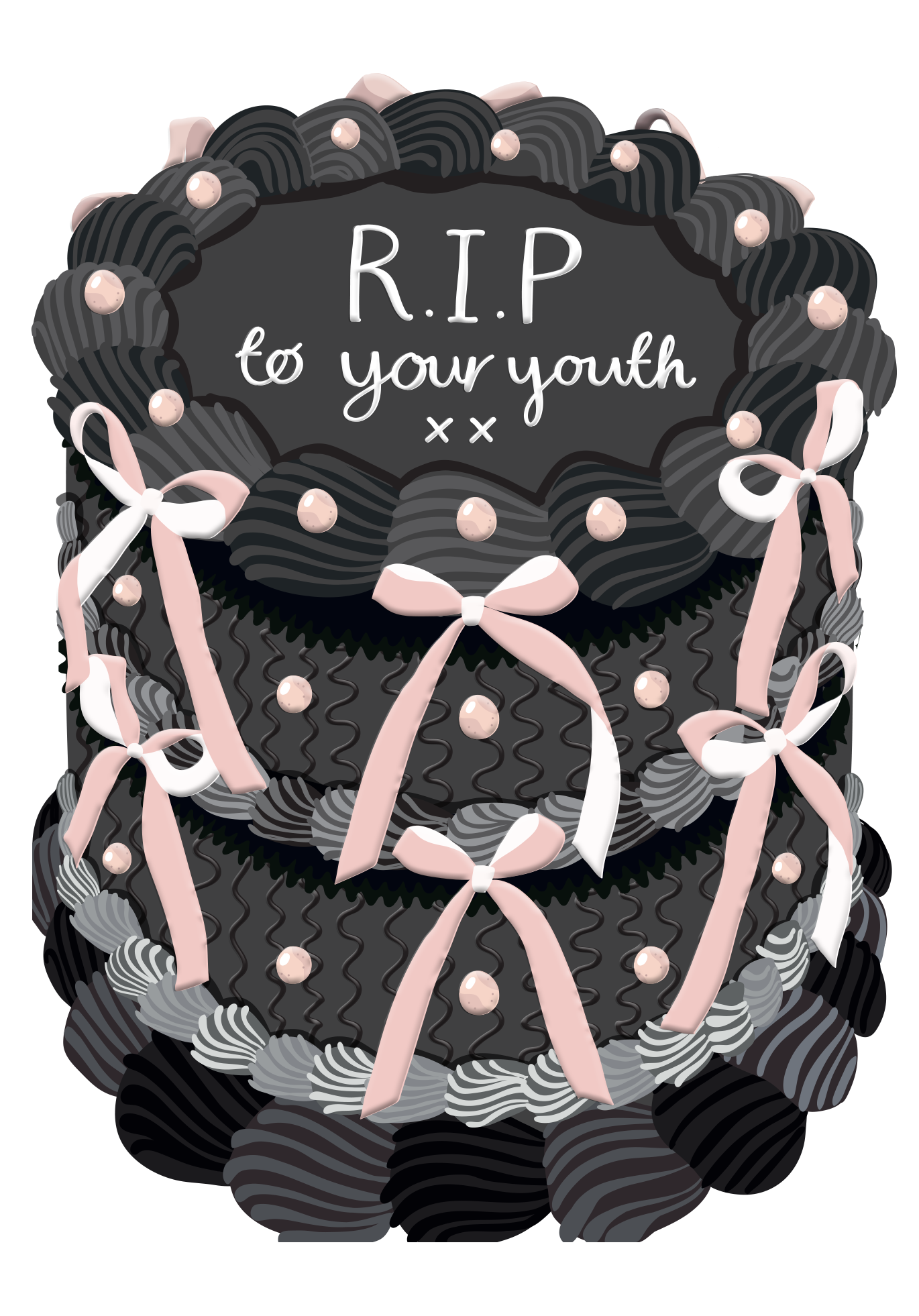 RIP to your youth - Birthday Cake Shaped Greeting Card
