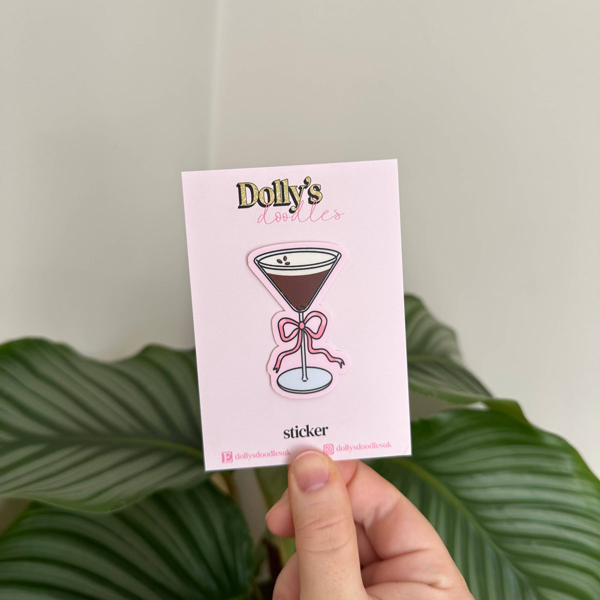 Matte Sticker | Espresso Martini Cocktail Cute Bow Pink Gift
