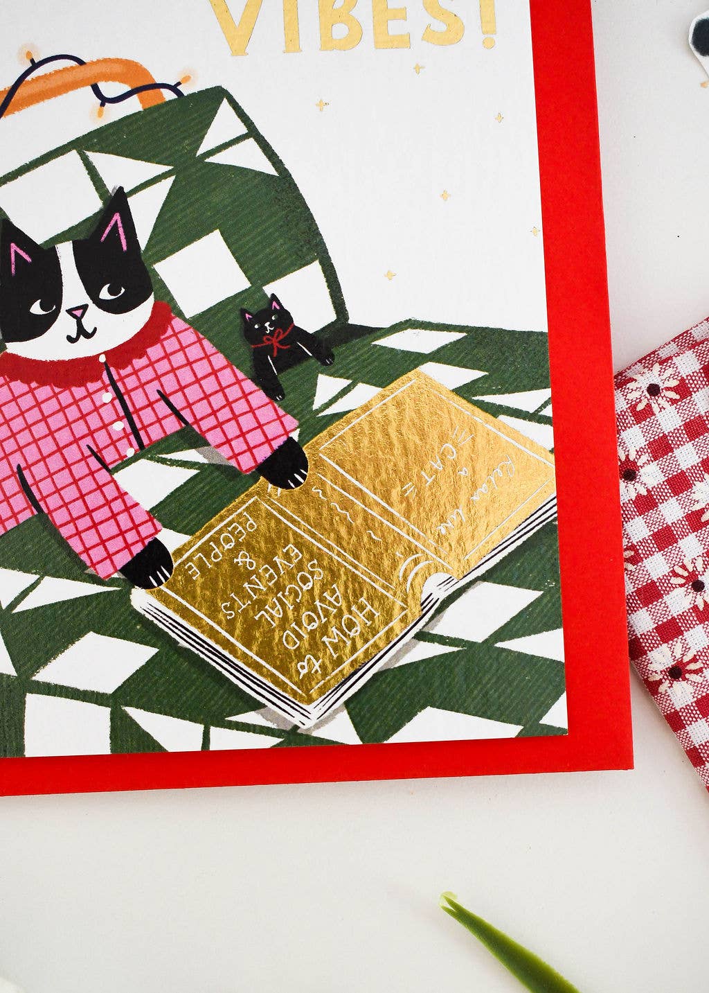 Nat ElIis Illustration - Foiled Cat Birthday Greeting Card