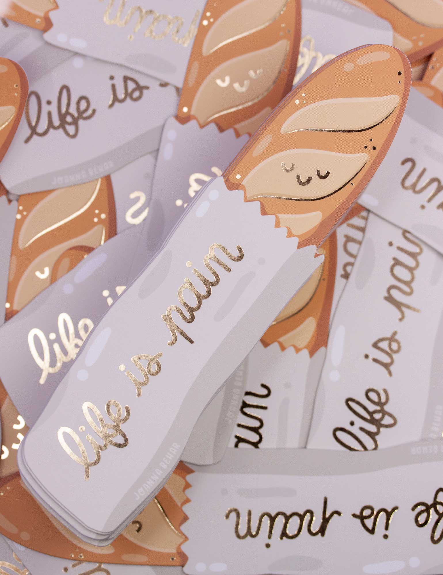 Joanna Behar - "Life is Pain" Baguette Gold Foil Bookmark