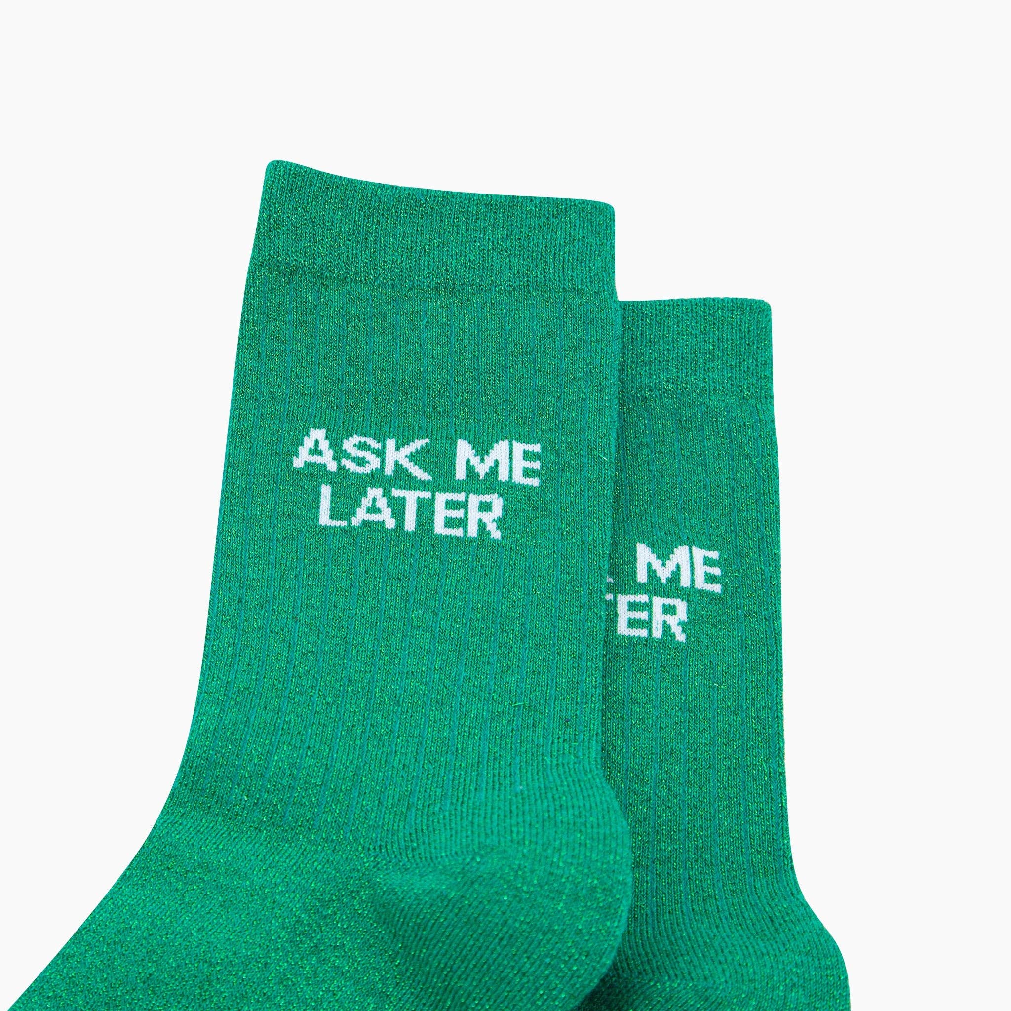 Ask Me Later Combed Cotton Glitter Socks in Green
