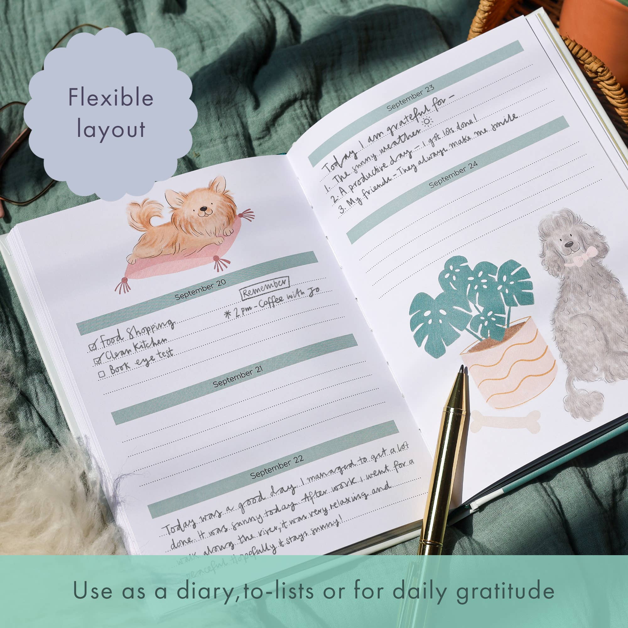 Daily Planner | Cat Themed Undated Diary | Notebook | 2026
