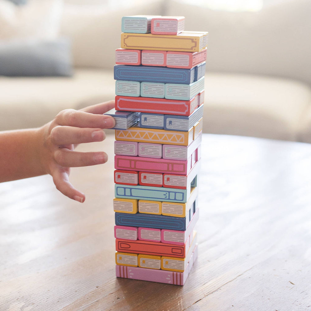 Tumbling Book Stack Jenga - Wooden Block Stacking & Balance Game (slight damage)