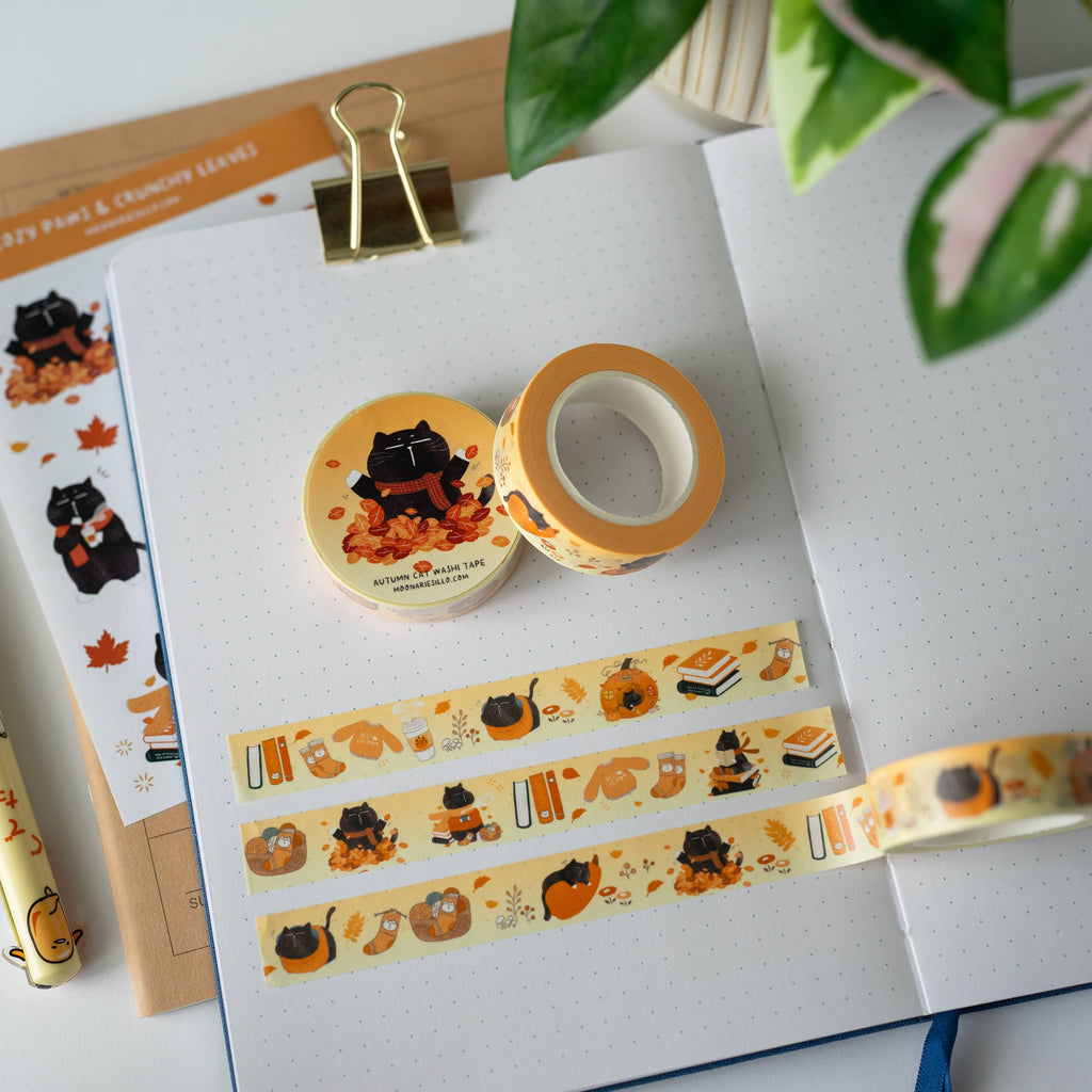 Cozy Fall Autumn Cat Washi Tape