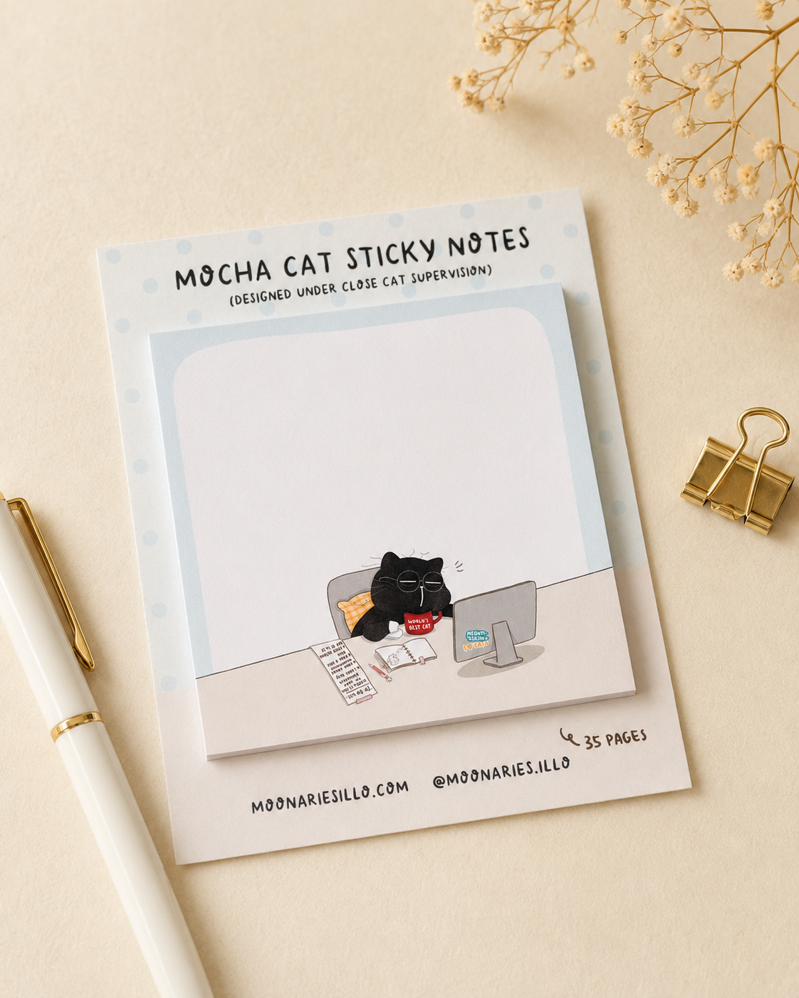 Cat Square Sticky Notes, Coworker Cat Gift