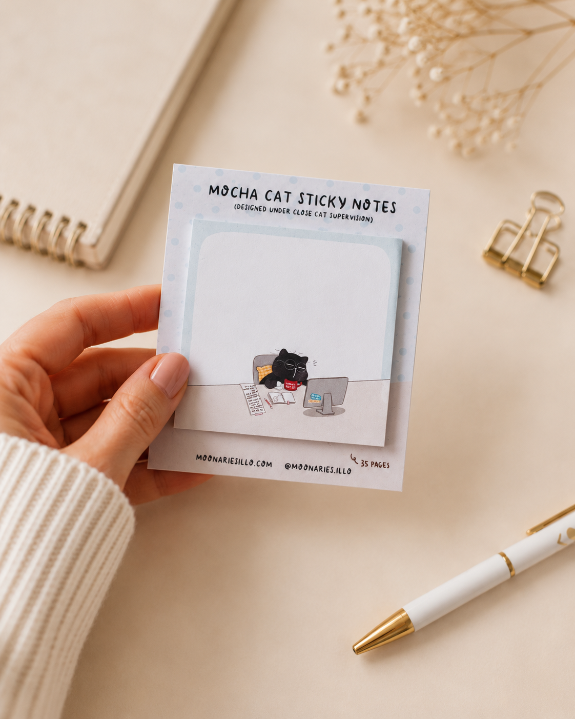 Cat Square Sticky Notes, Coworker Cat Gift