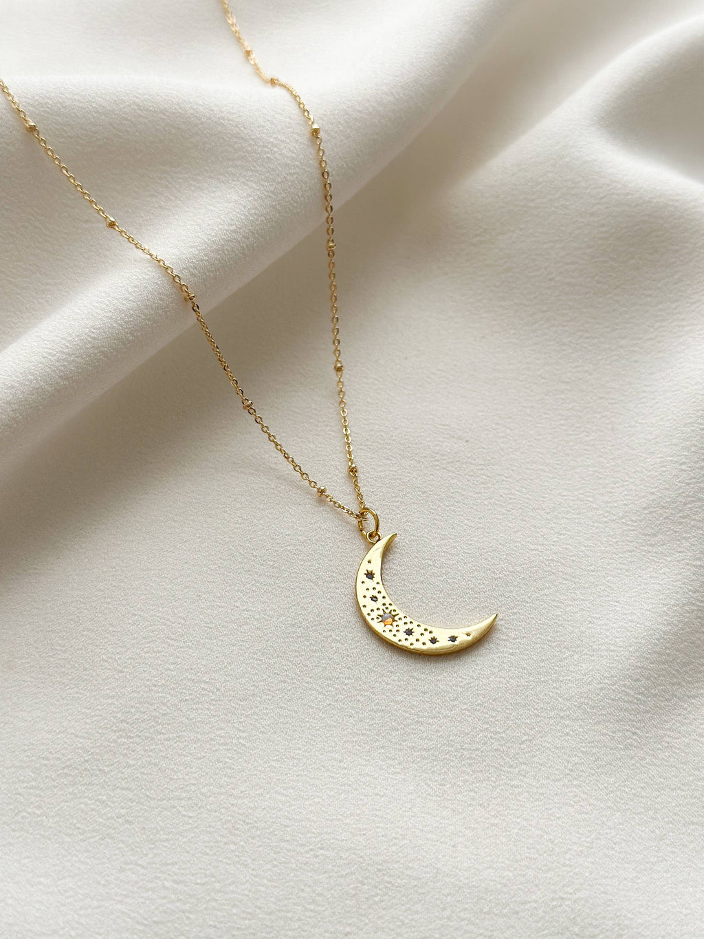 18k Gold Plated Opal Moon Necklace