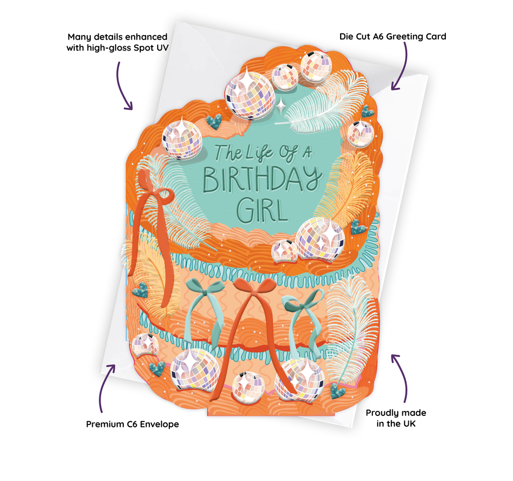 The Life of a Birthday Girl - Cake Shaped Greeting Card