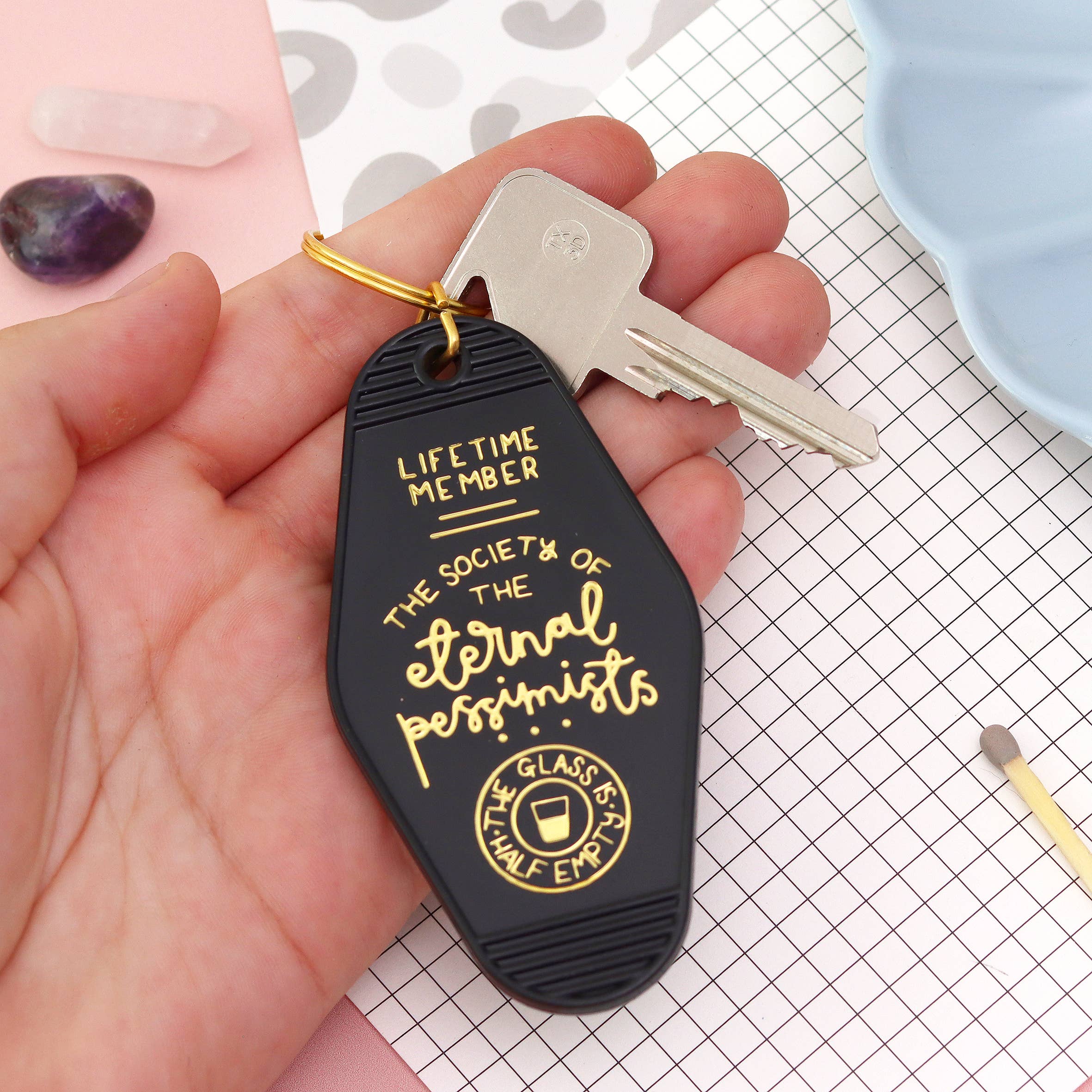Laura Oh - the society of the eternal pessimists (black) keyring