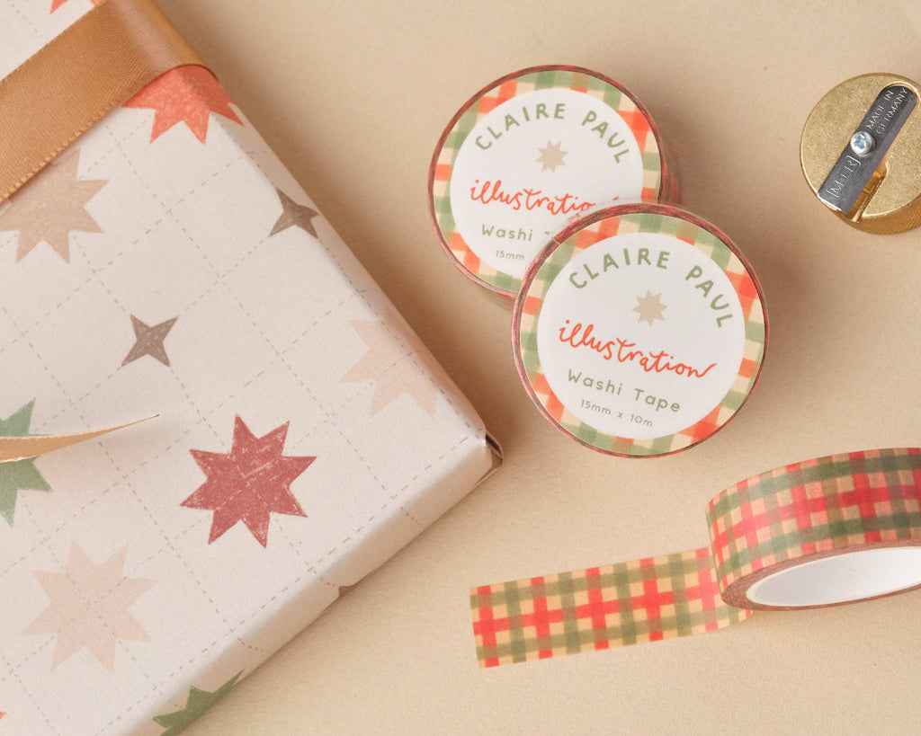 Green and Red Check Washi Tape