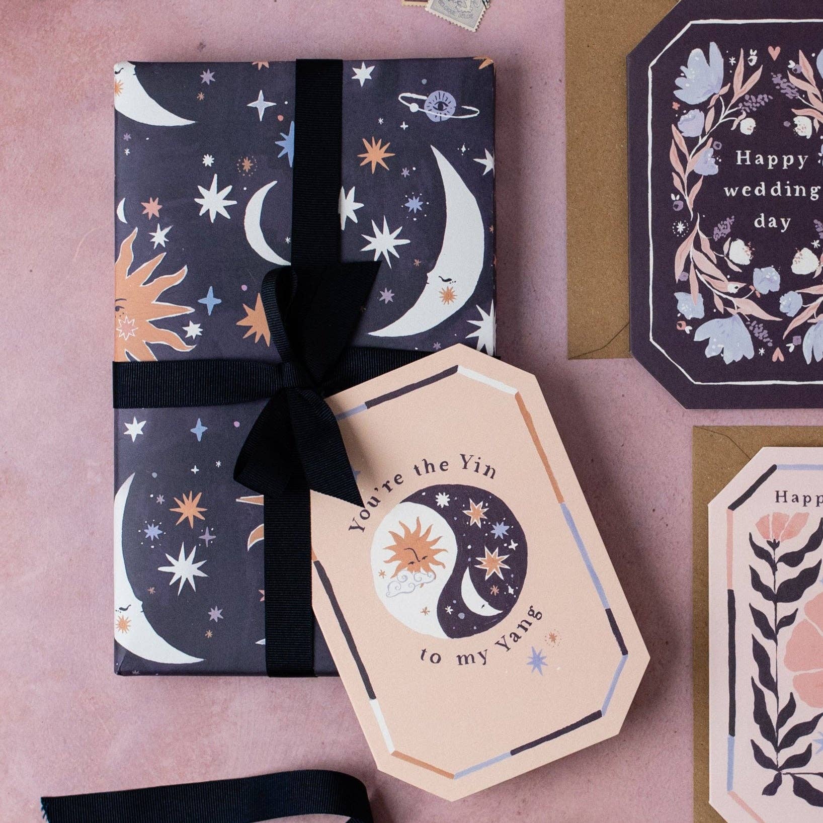 Sun and Moon Gift Wrap | Sun Print Wrapping Paper Sheet