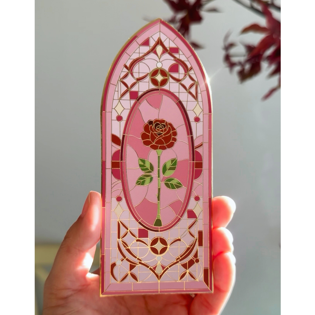 The Bookish Atelier - Stained Glass Rose Bookmark
