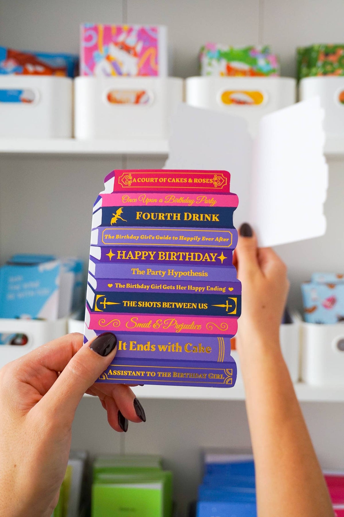 Purple Romantasy Books - Gold Foil Birthday Card