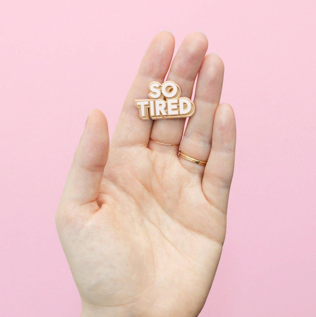 Alphabet Bags - So Tired Enamel Pin