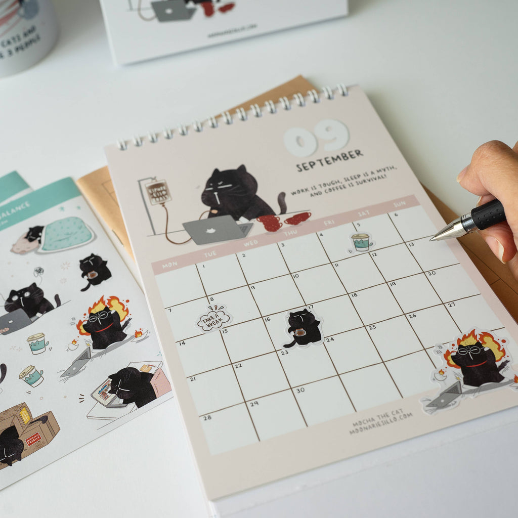 Funny Work Life Cat Sticker Sheet