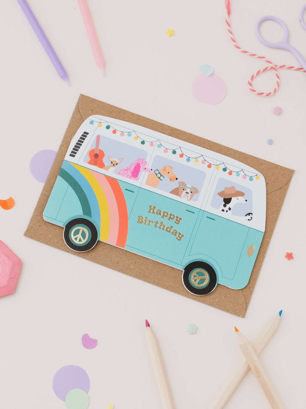 Dog Camper Van Birthday Card | Fun Kids Birthday Card