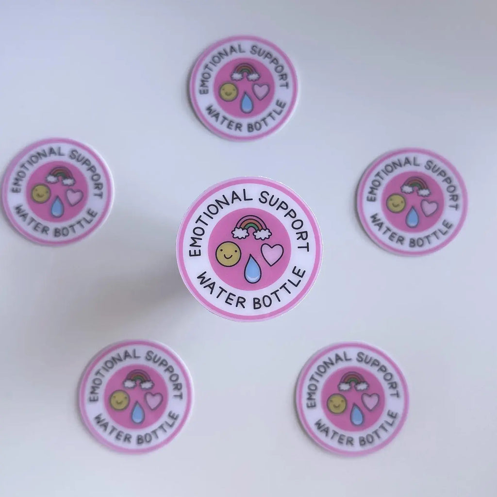 Waterproof Sticker | Water Bottle Pink Smiley Rainbow