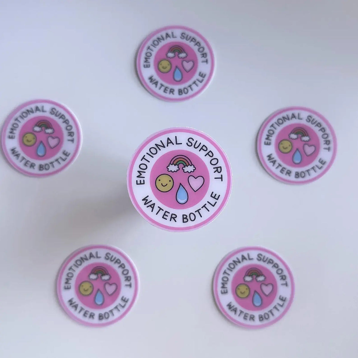 Waterproof Sticker | Water Bottle Pink Smiley Rainbow