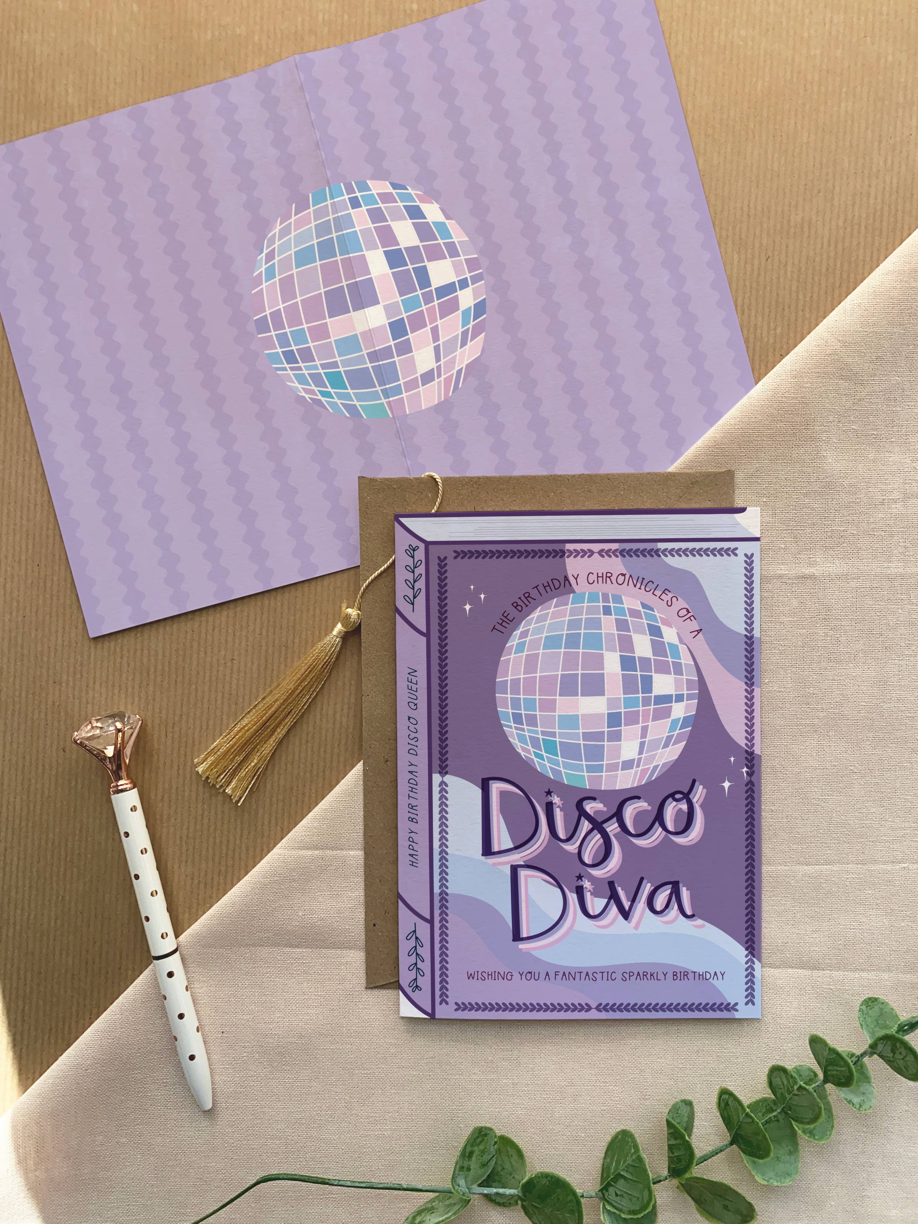 Disco Diva Disco Ball – Luxury Book Birthday Card