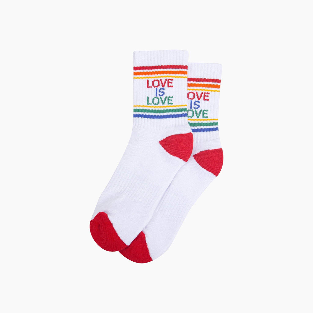 Love Is Love Organic Cotton Sports Socks in White/Multi