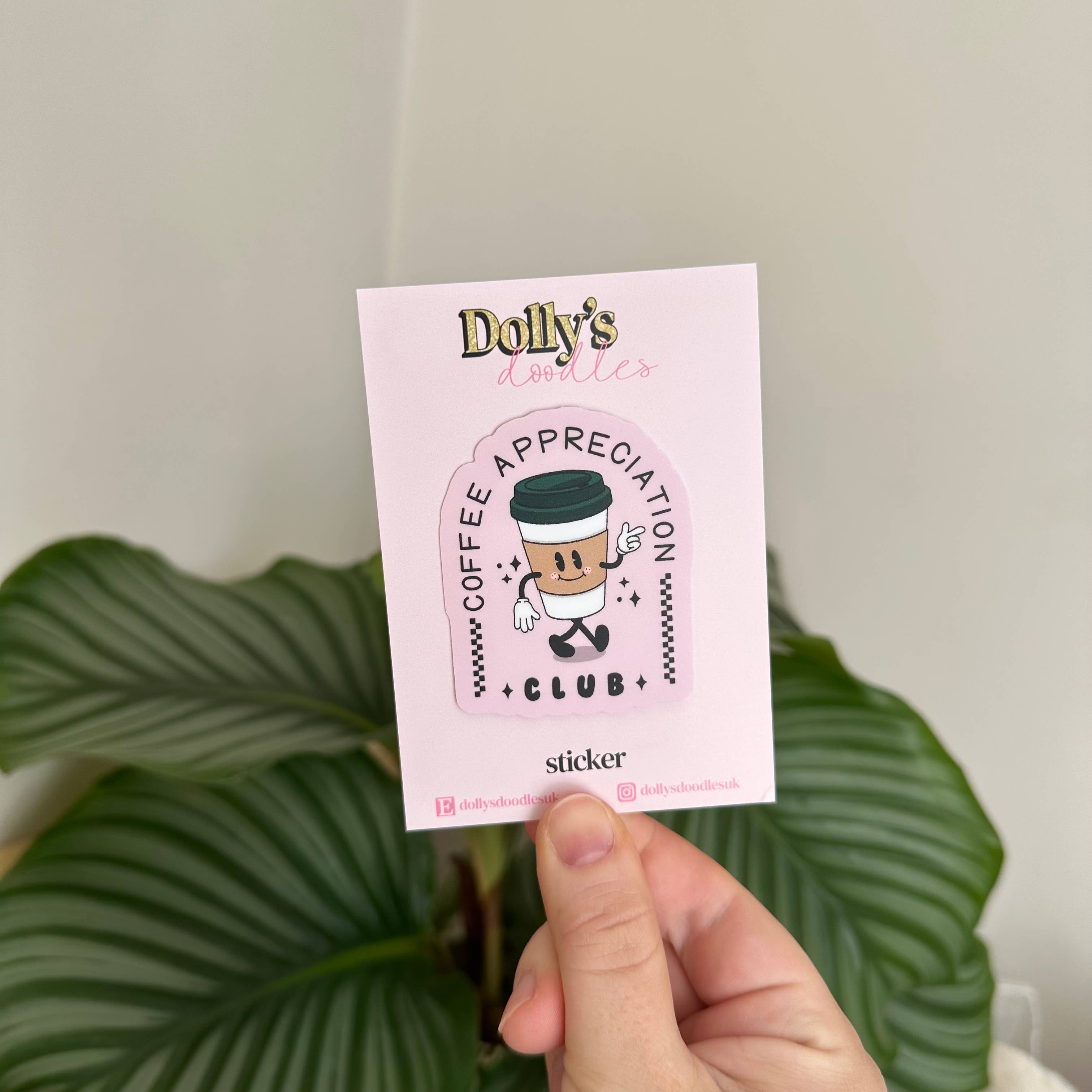 Matte Sticker | Retro Coffee Club Iced Latte Pink Gift