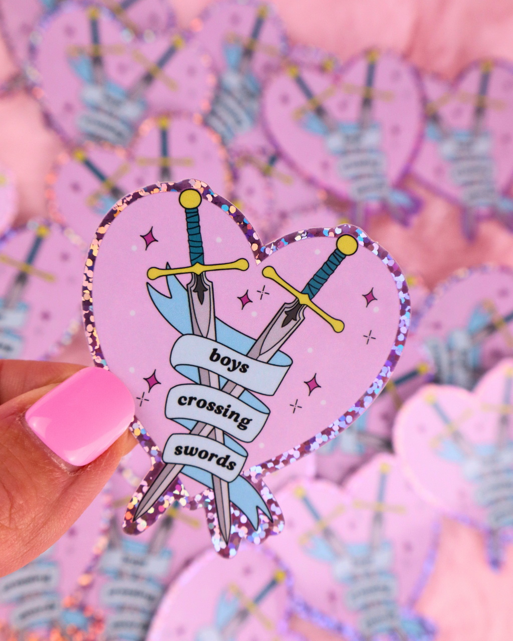 Boys Crossing Swords Vinyl Glitter Bookish Sticker