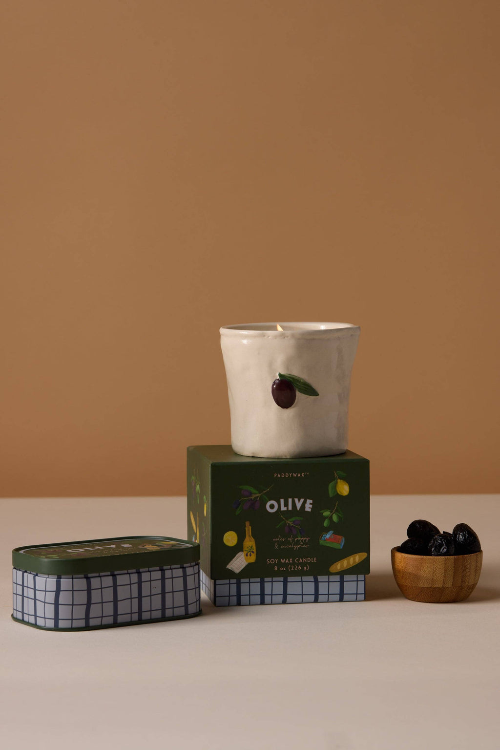 Paddywax Bistro 4.5oz/127g Olive Printed Tin Candle - Fig  Olive