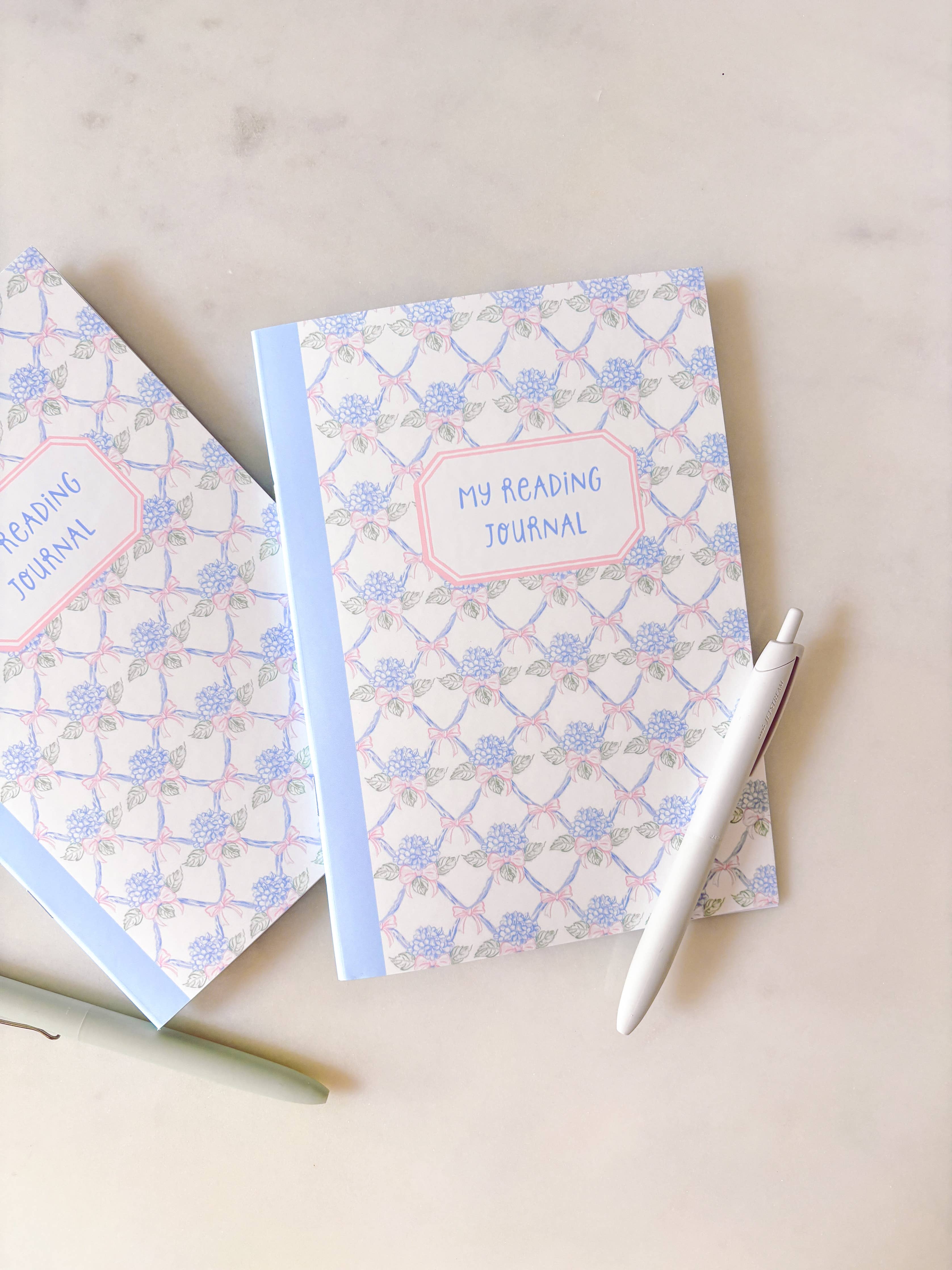 Blue Floral Reading Journal | A5 Book Review Notebook