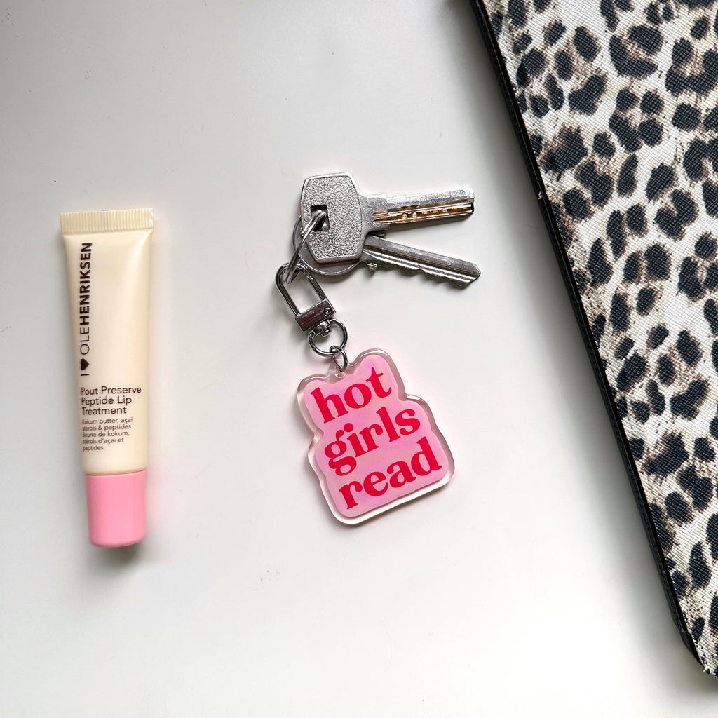 Hot Girls Read Keyring Bookworm Book Lover Pink Red Gift