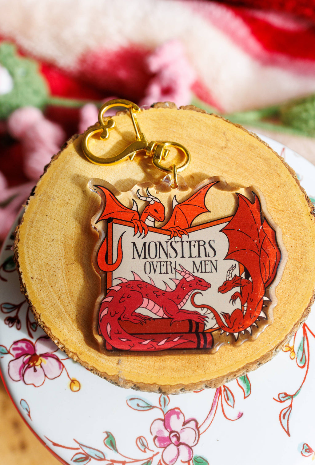 Pin Story "Monsters Over Men" Bookish Keychain/Kindle Charm IMPORTED