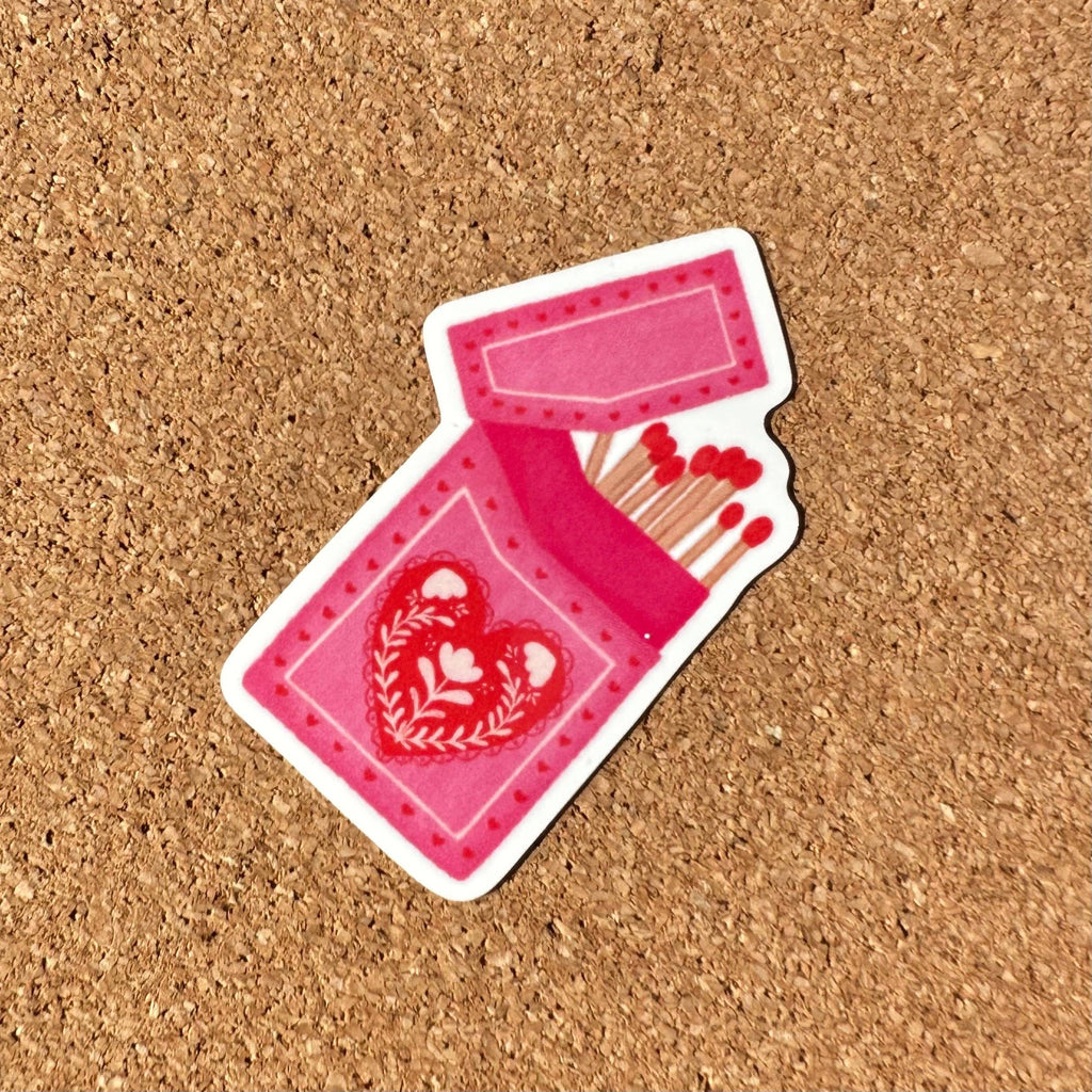 Pink Heart Matchbox Vinyl Sticker