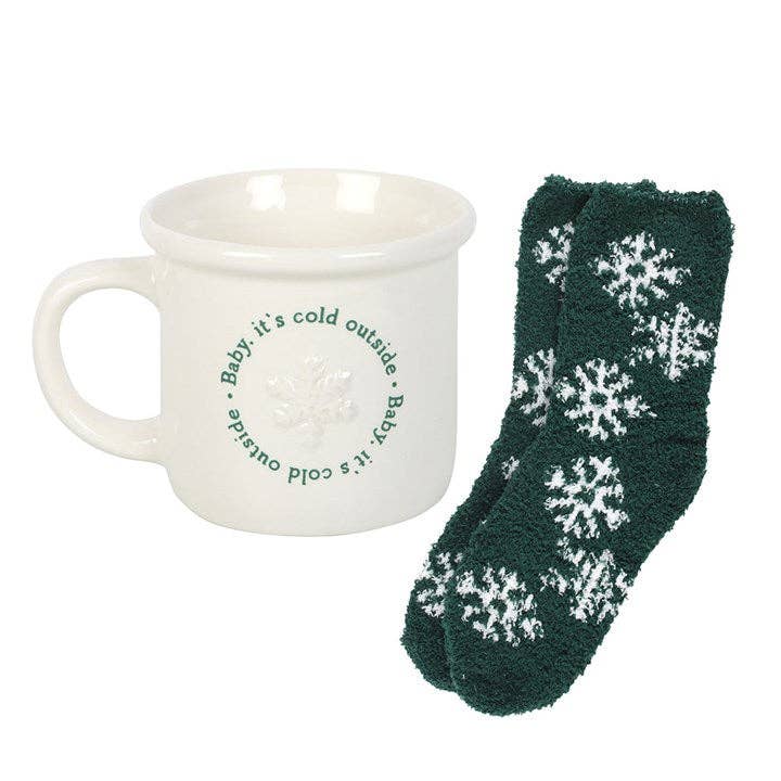 Baby It's Cold Outside Winter Mug and Socks Set
