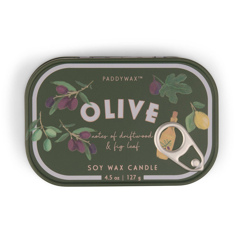 Paddywax Bistro 4.5oz/127g Olive Printed Tin Candle - Fig  Olive