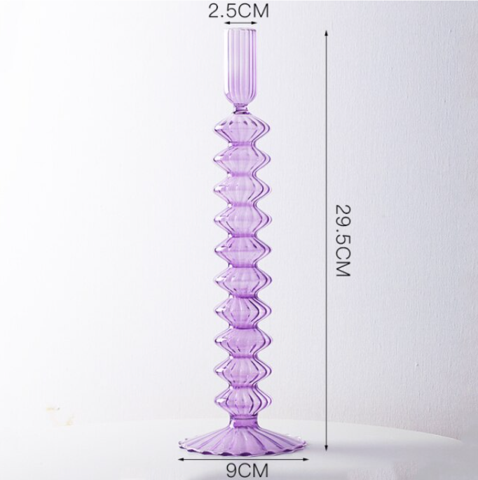 Lace Glass Taper Candle Holder – Colorful Candlestick