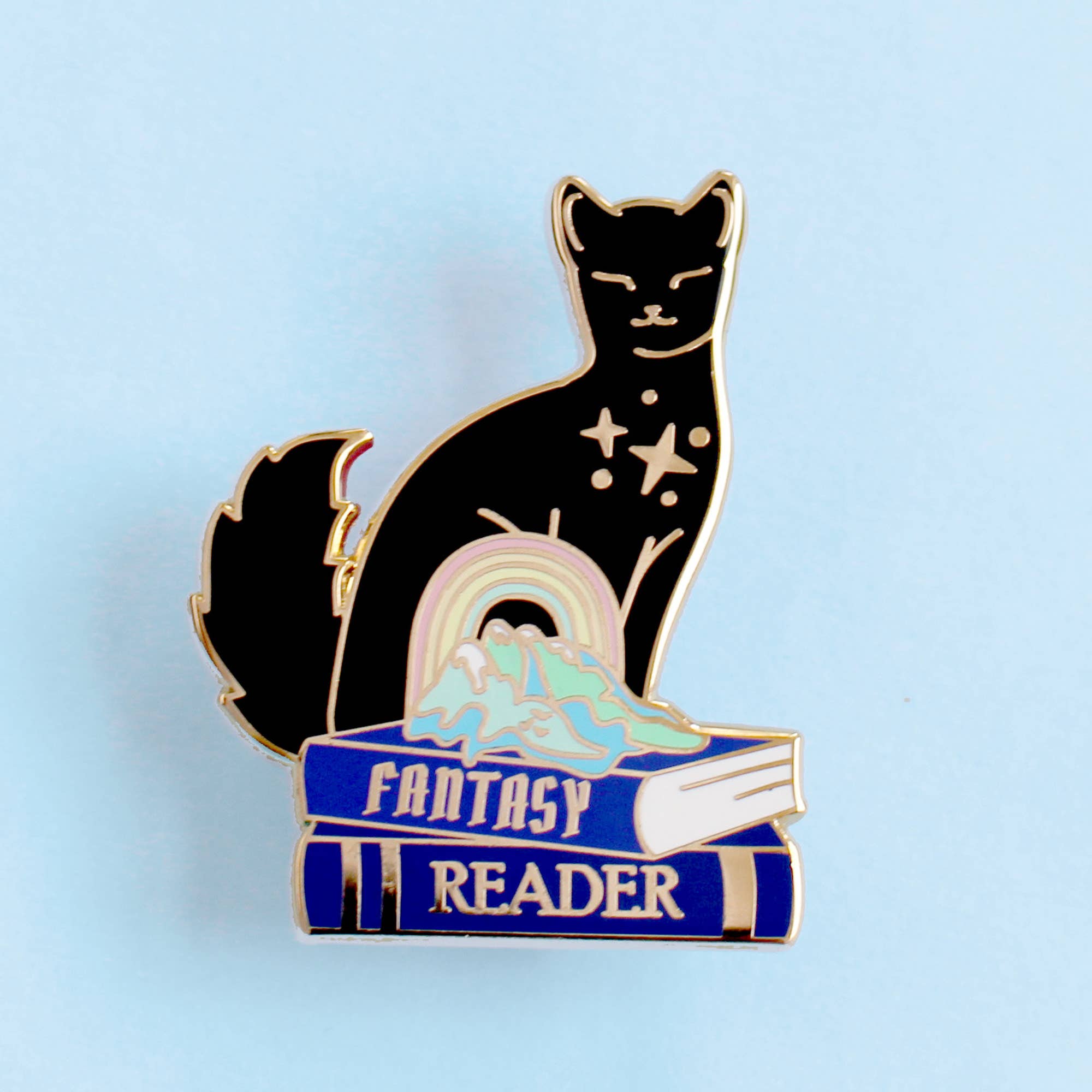 Glitter Punk - Fantasy Reader Cat Enamel Pin