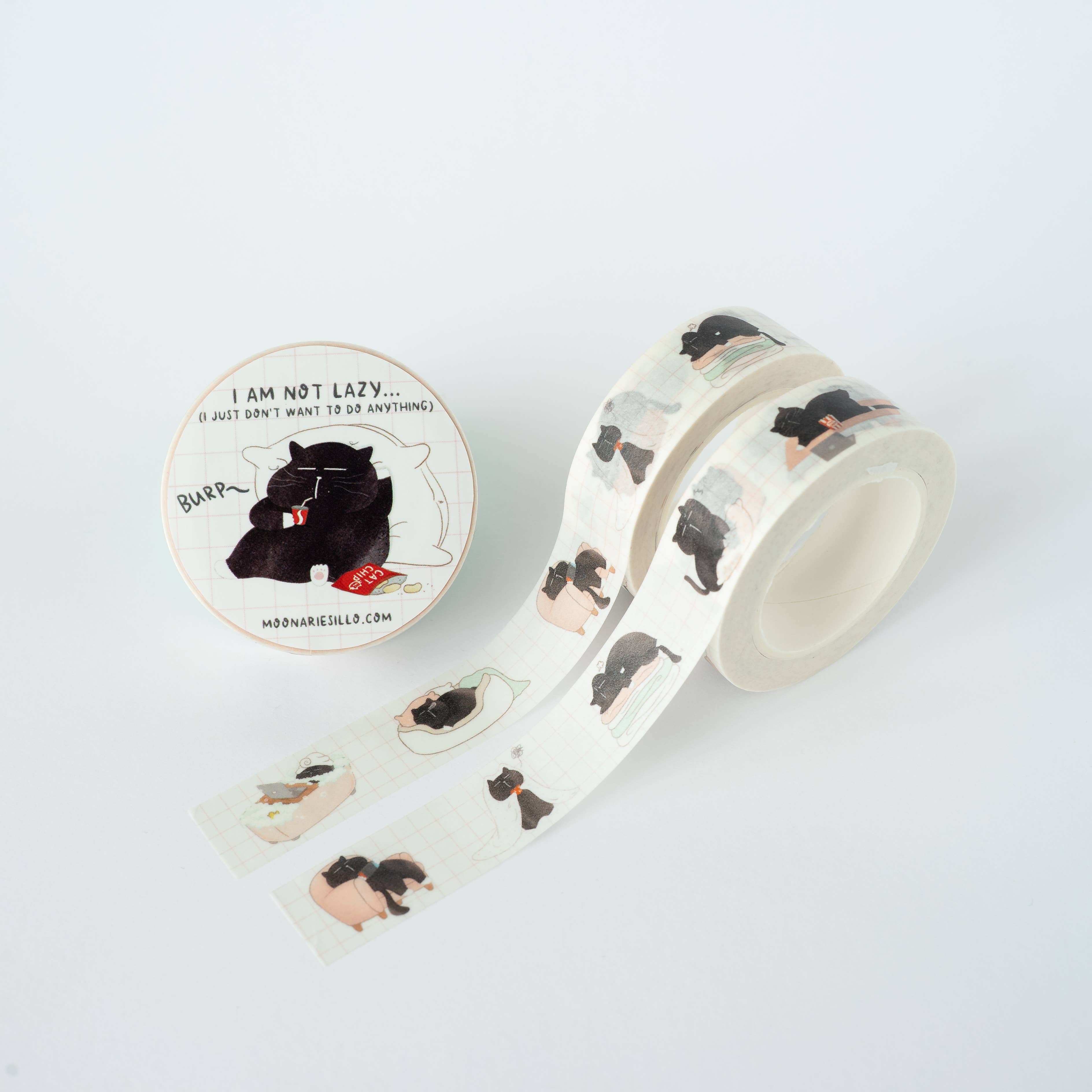I am not lazy... funny black cat washi tape