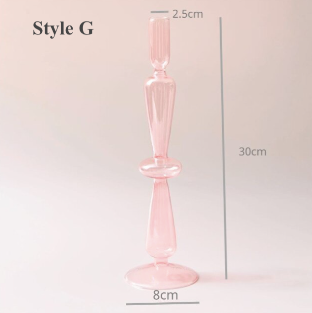 Pink Glass Candlestick Holder | Flower Vase