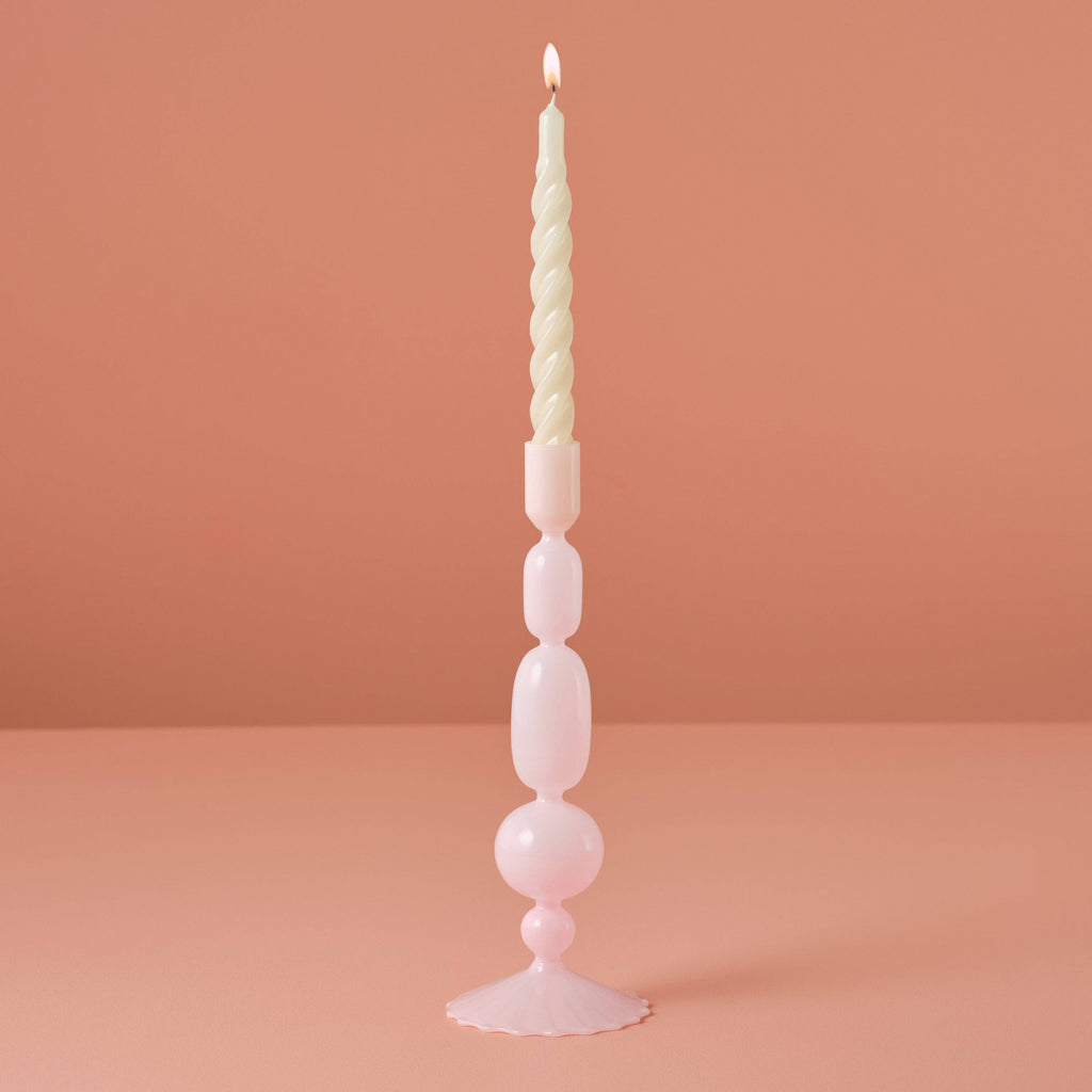 Pink Glass Bubble Dinner Candle Holder
