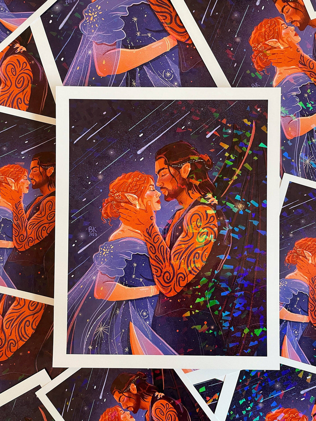 Nesta and Cassian Holographic print