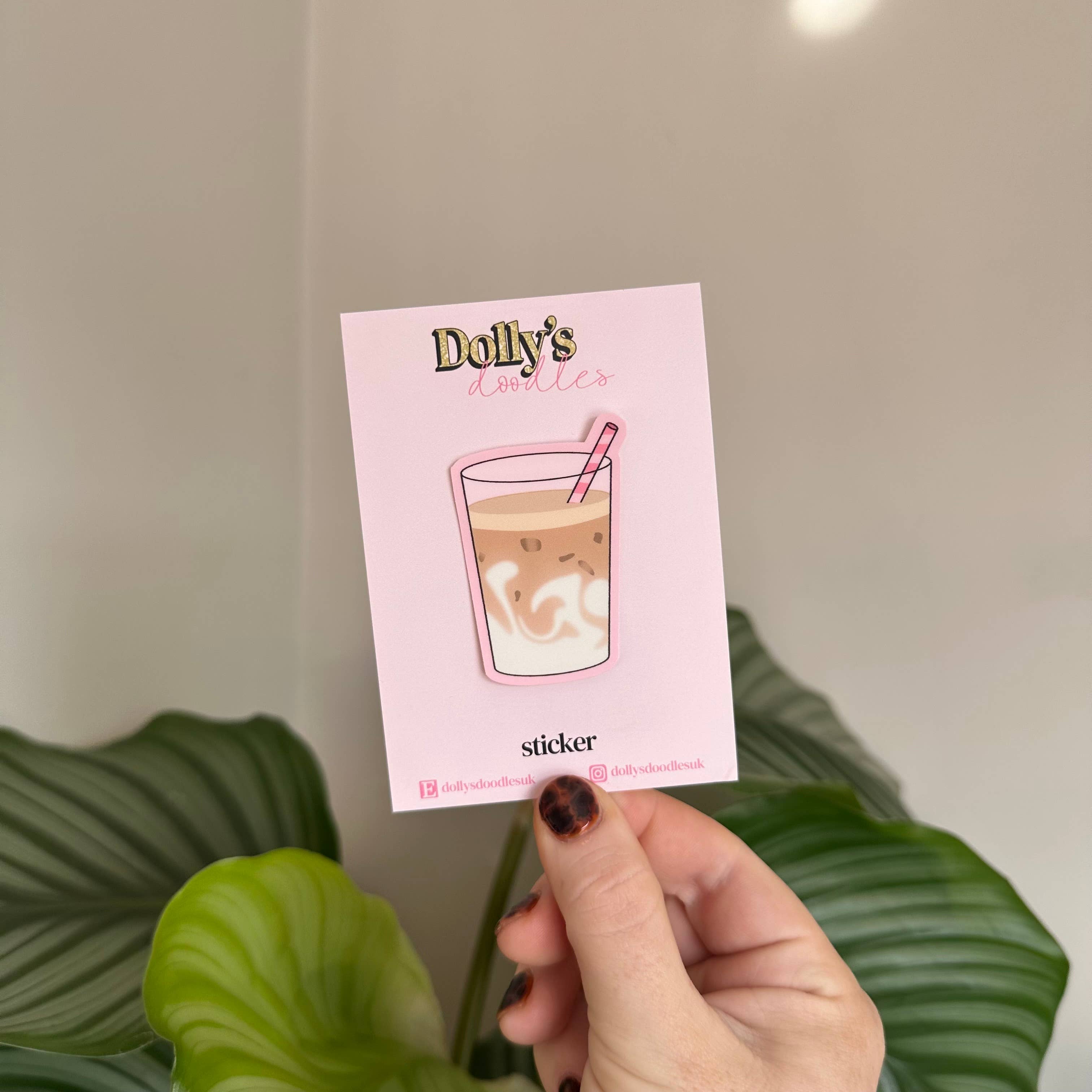 Matte Sticker | Coffee Iced Latte Cute Pink Gift