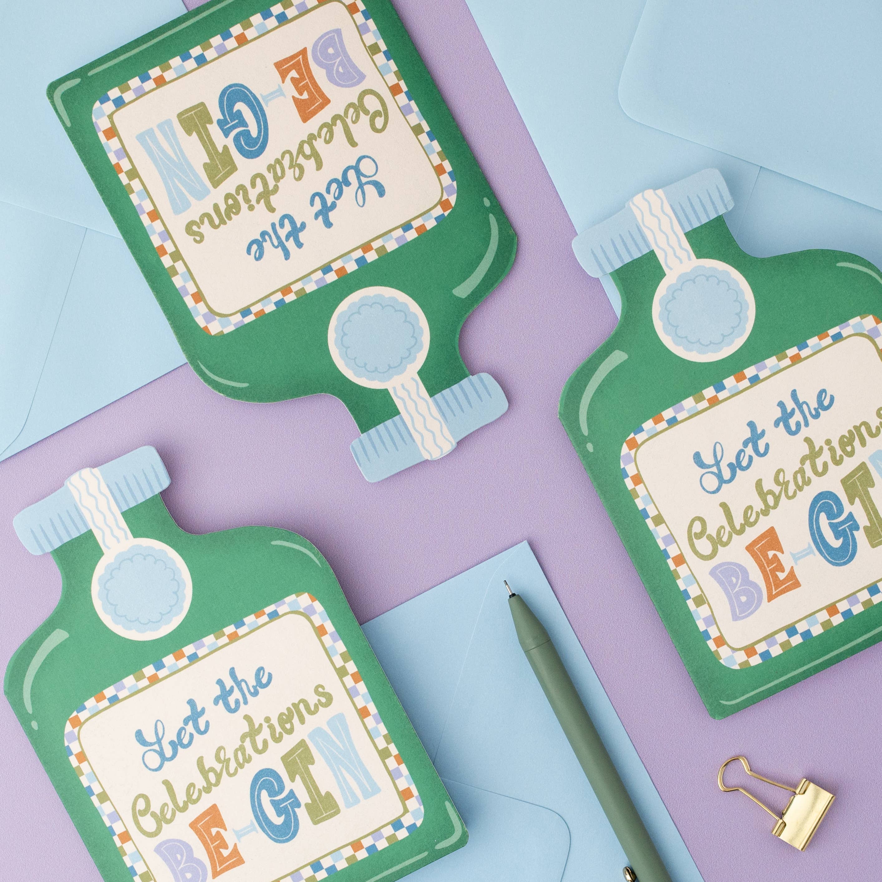 Let The Celebrations Be-Gin Card | Birthday Shaped Card