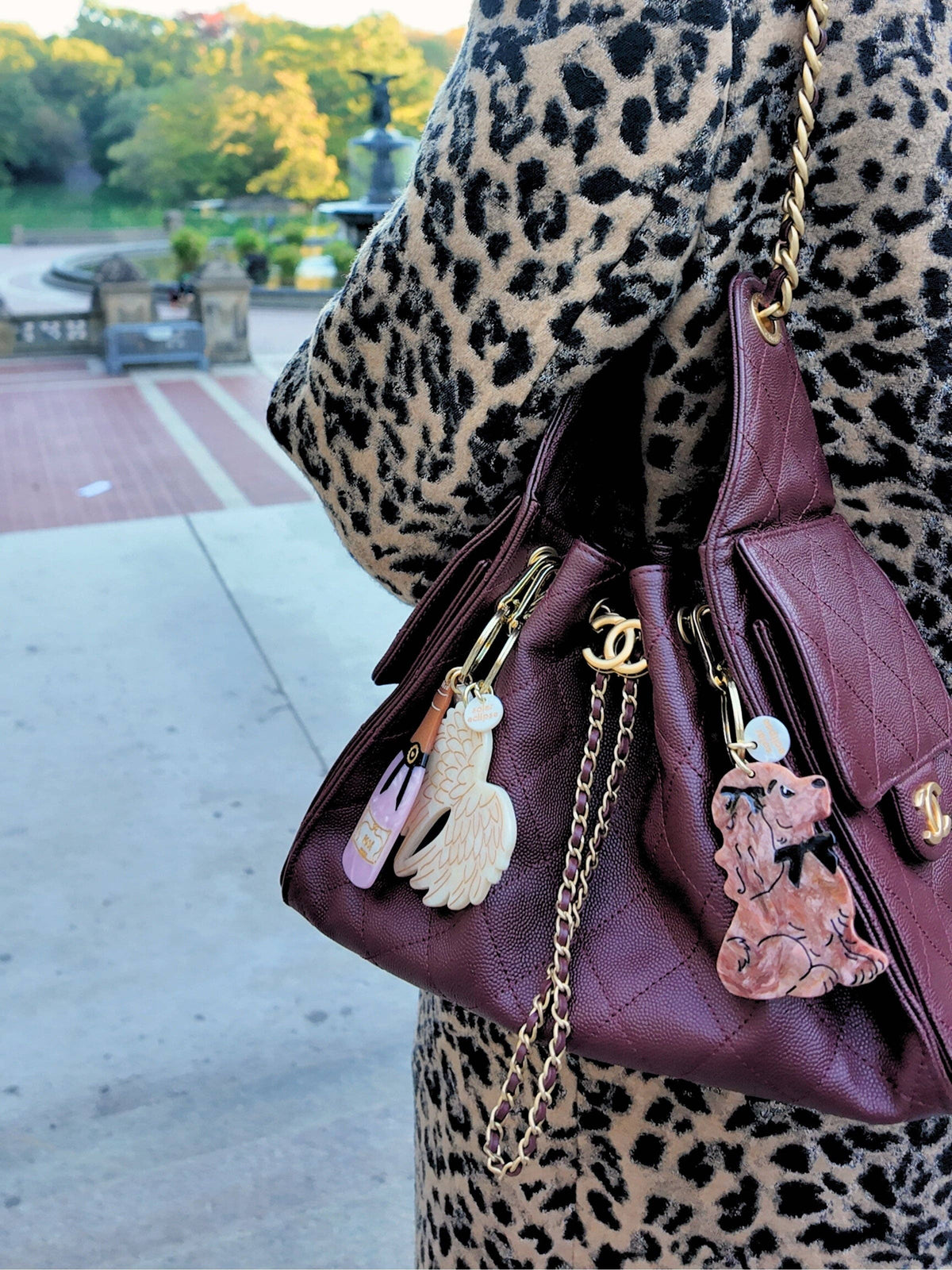 Hand-Painted Coquette Puppy Bag Charm + Keychain | Eco-Friendly