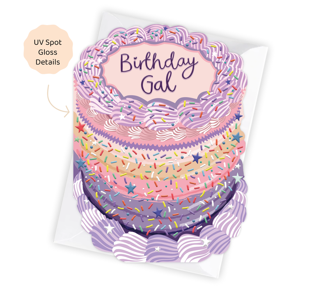 Birthday Gal - Birthday Cake Shaped Greeting Card