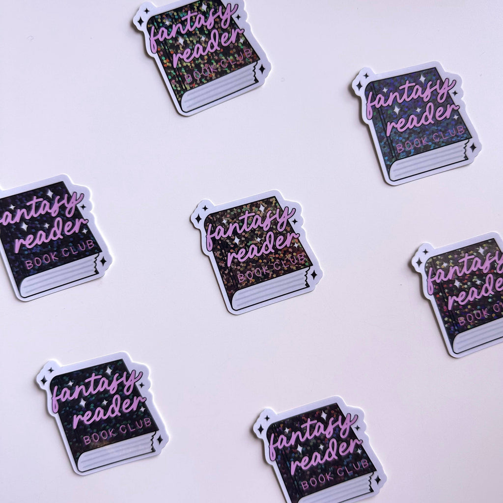 Holographic Sticker | Glitter Fantasy Reader Book Club Pink