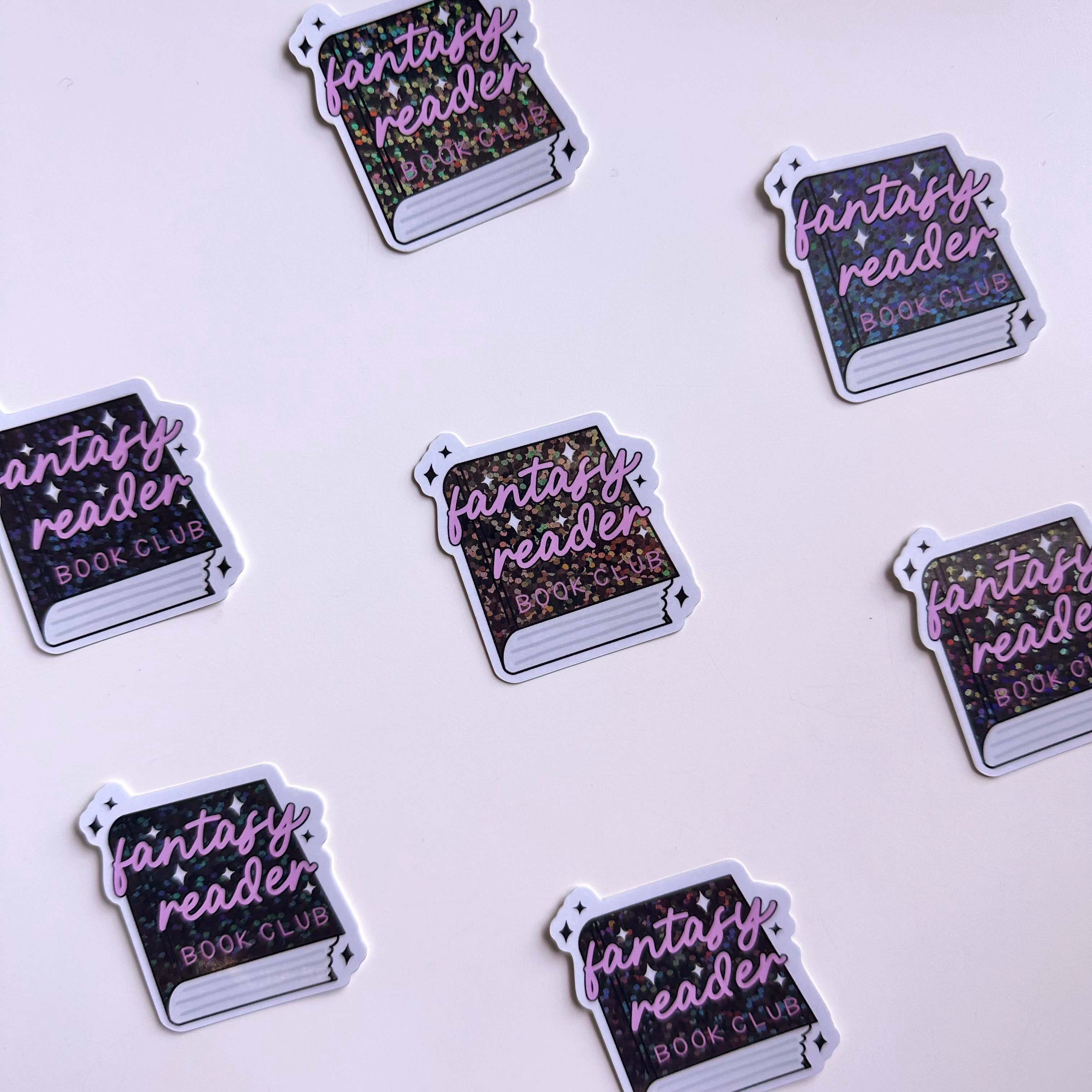 Holographic Sticker | Glitter Fantasy Reader Book Club Pink