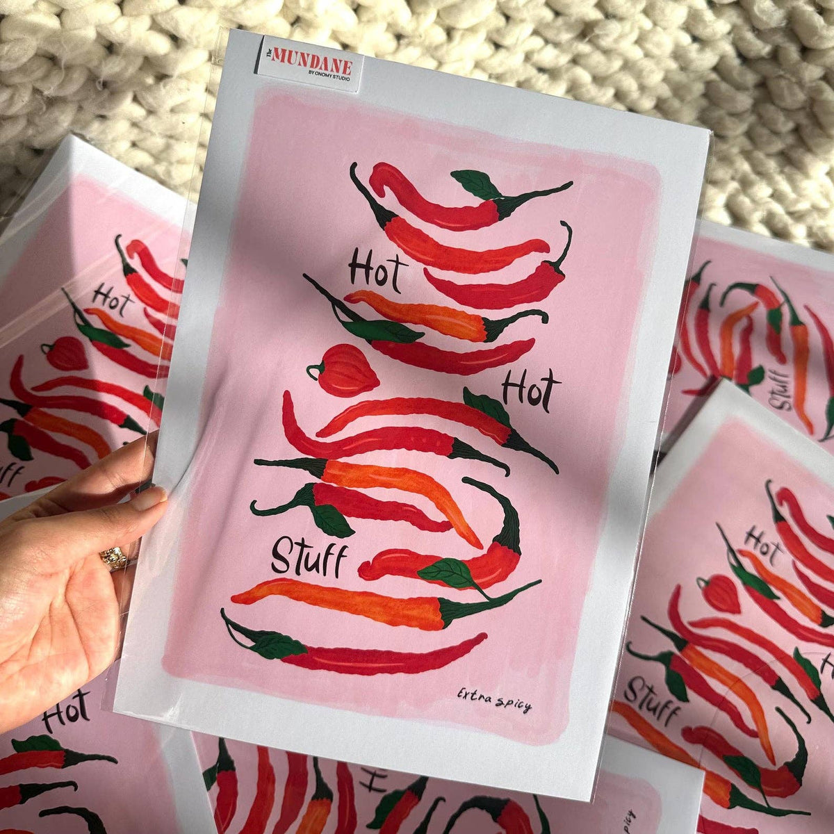 Pink HOT HOT Stuff Chilli Giclée Art Print