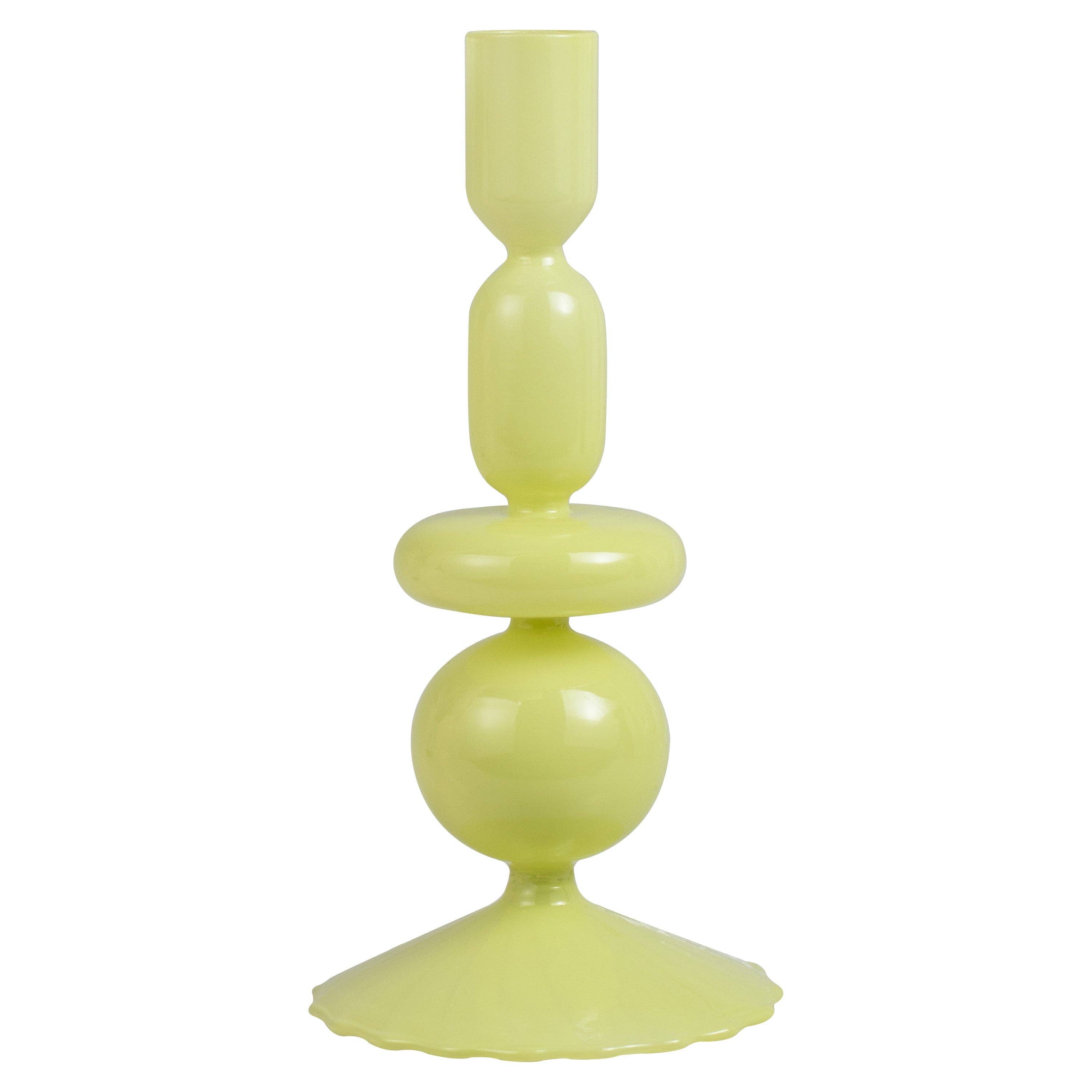 Green Glass Bubble Dinner Candle Holder