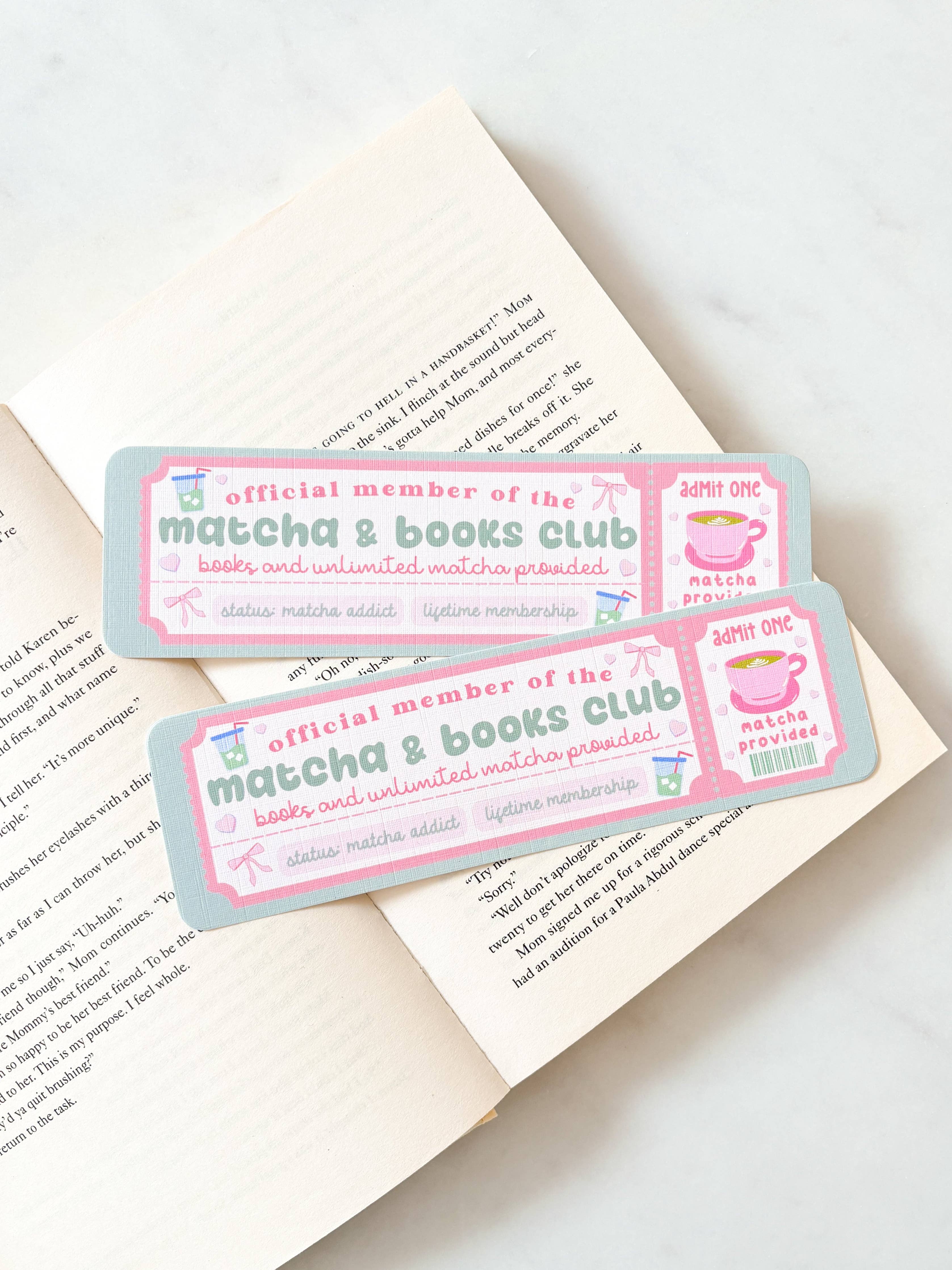 Matcha and Books Club Bookmark