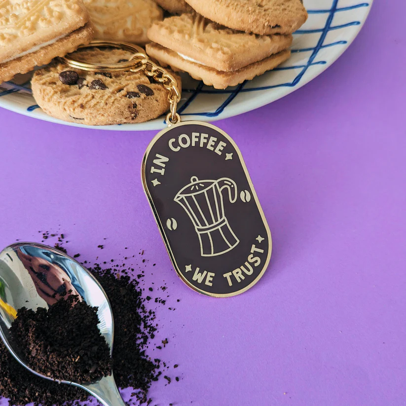 In Coffee We Trust Keyring